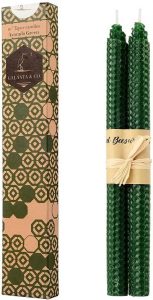 100 Pure Beeswax Handmade Taper Candles 10 Inch Dripless Pair Natural Subtle Honey Smell Avacodo Green 1
